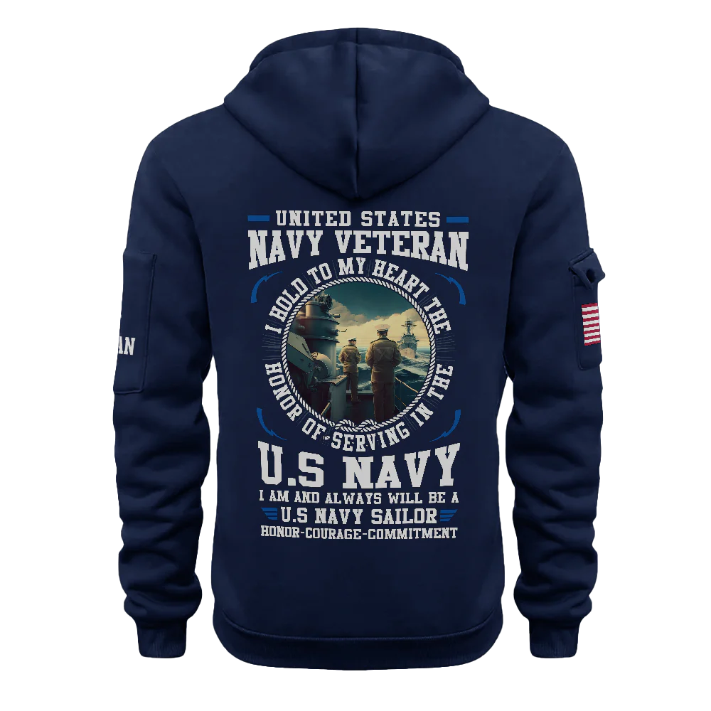 Navy Honor Courage Commitment Quarter Zip Hoodie