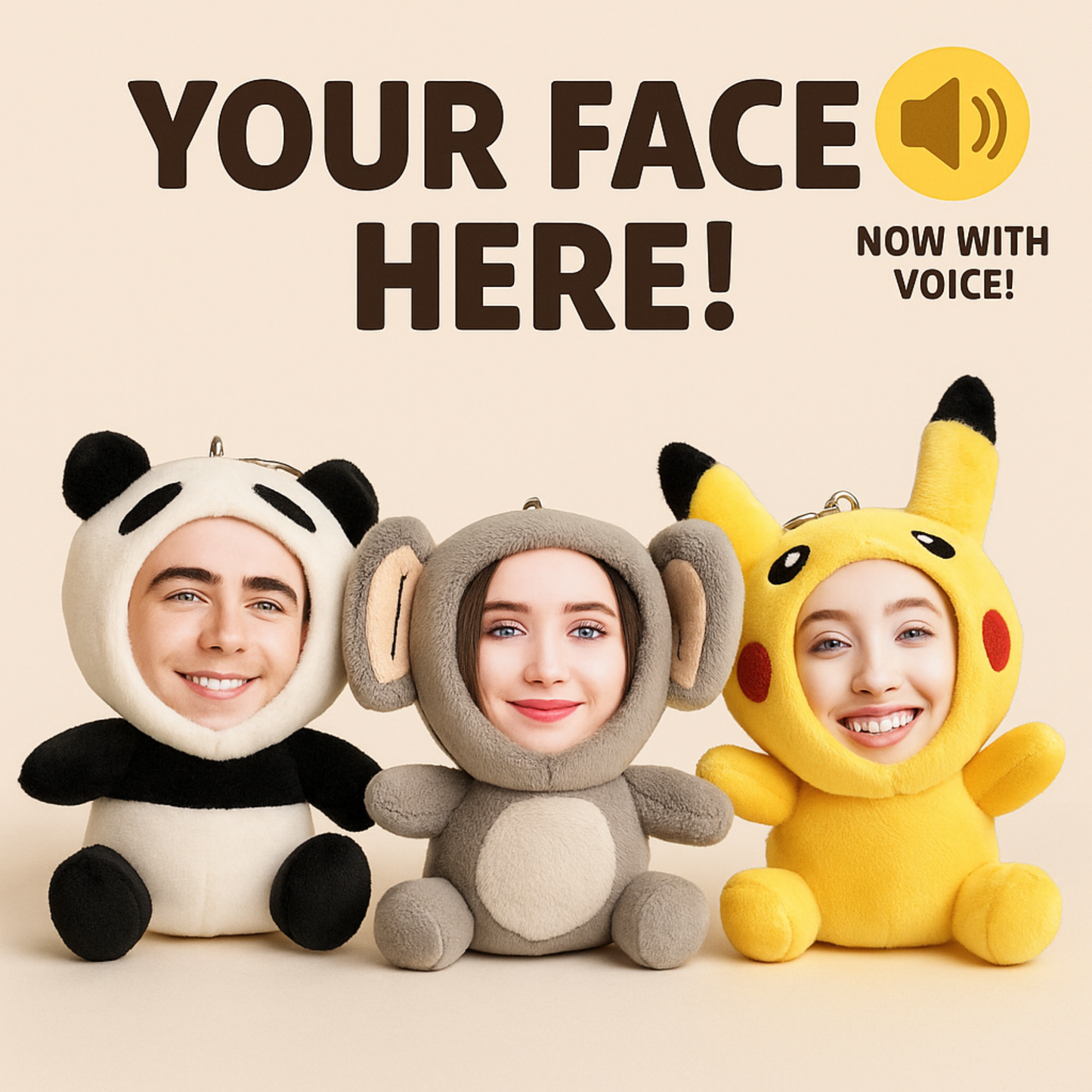 Custom Face Talking Plush Keychain