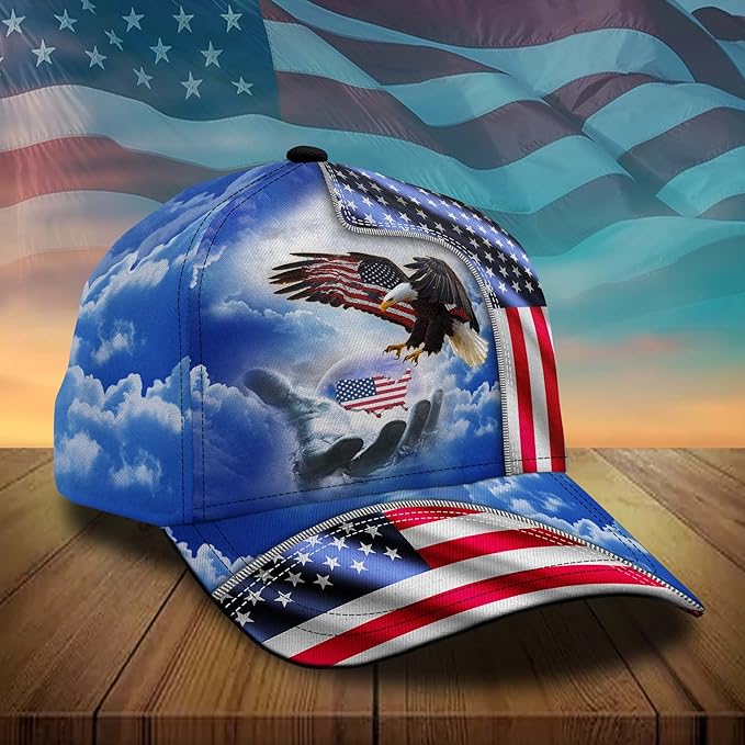 3D Printed, One Nation Under God Baseball Cap, American Eagle Hat for USA Patriots, Unique Design Hat
