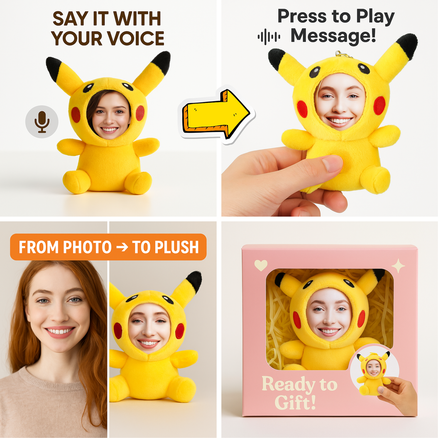 Custom Face Talking Plush Keychain