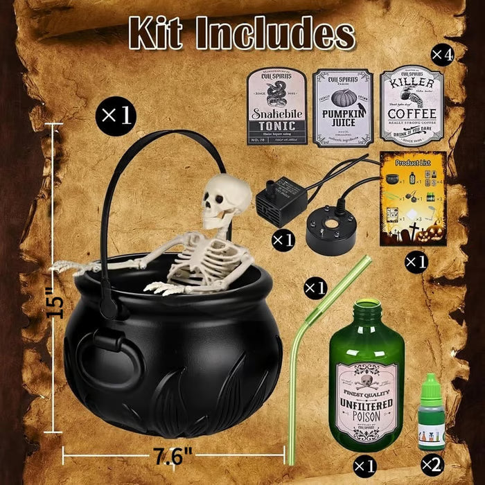 Cauldron With Magic Floating Potion Bottles & Diffuser - Halloween Decorations