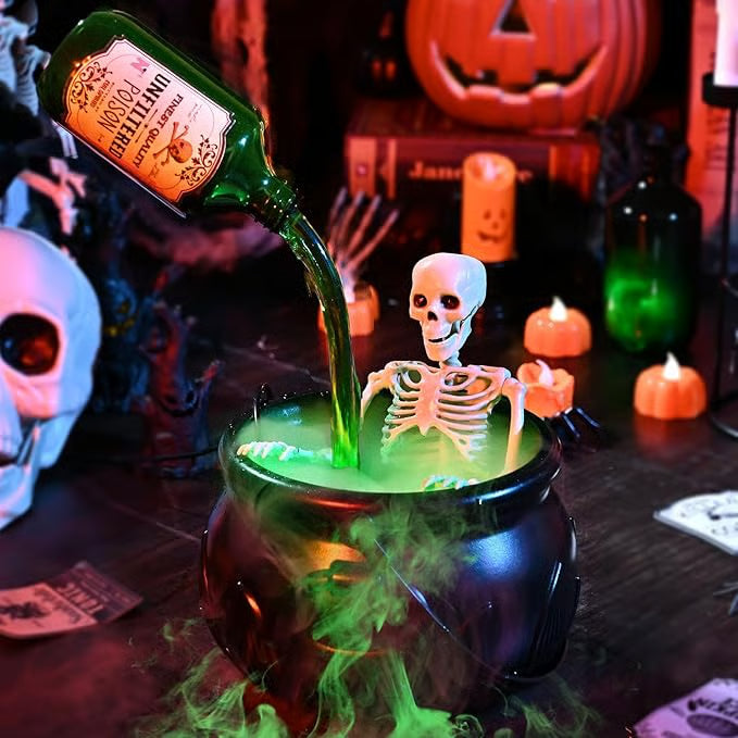 Cauldron With Magic Floating Potion Bottles & Diffuser - Halloween Decorations