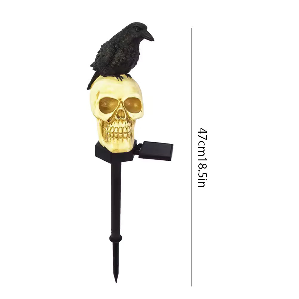 Crow Skull Head Solar Light For Garden Ground Courtyard Outdoor Waterproof Resin Pumpkin Lamp Lantern Halloween Decoration Lamp