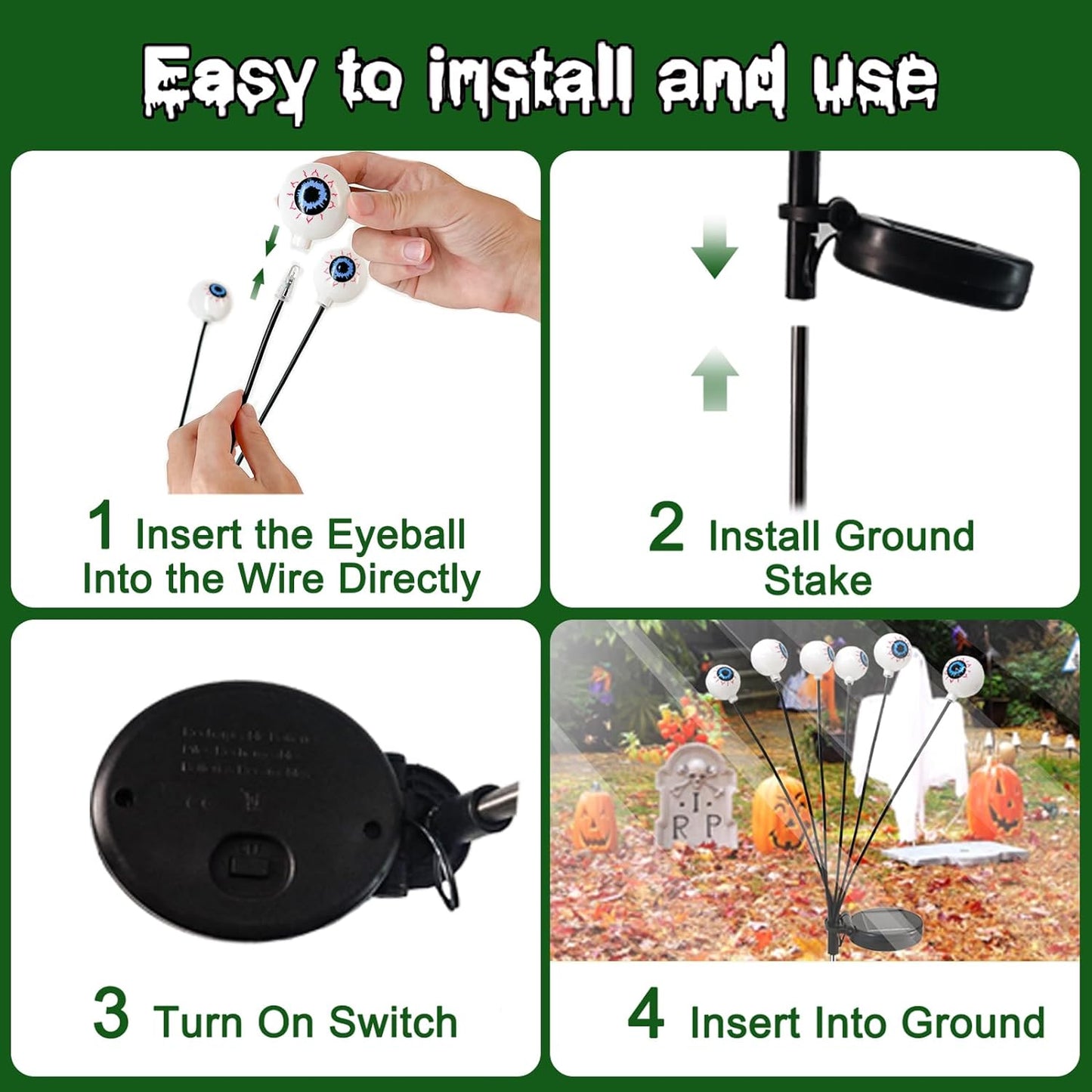 Solar Eyeball Swaying Firefly Lights - Halloween Decorations
