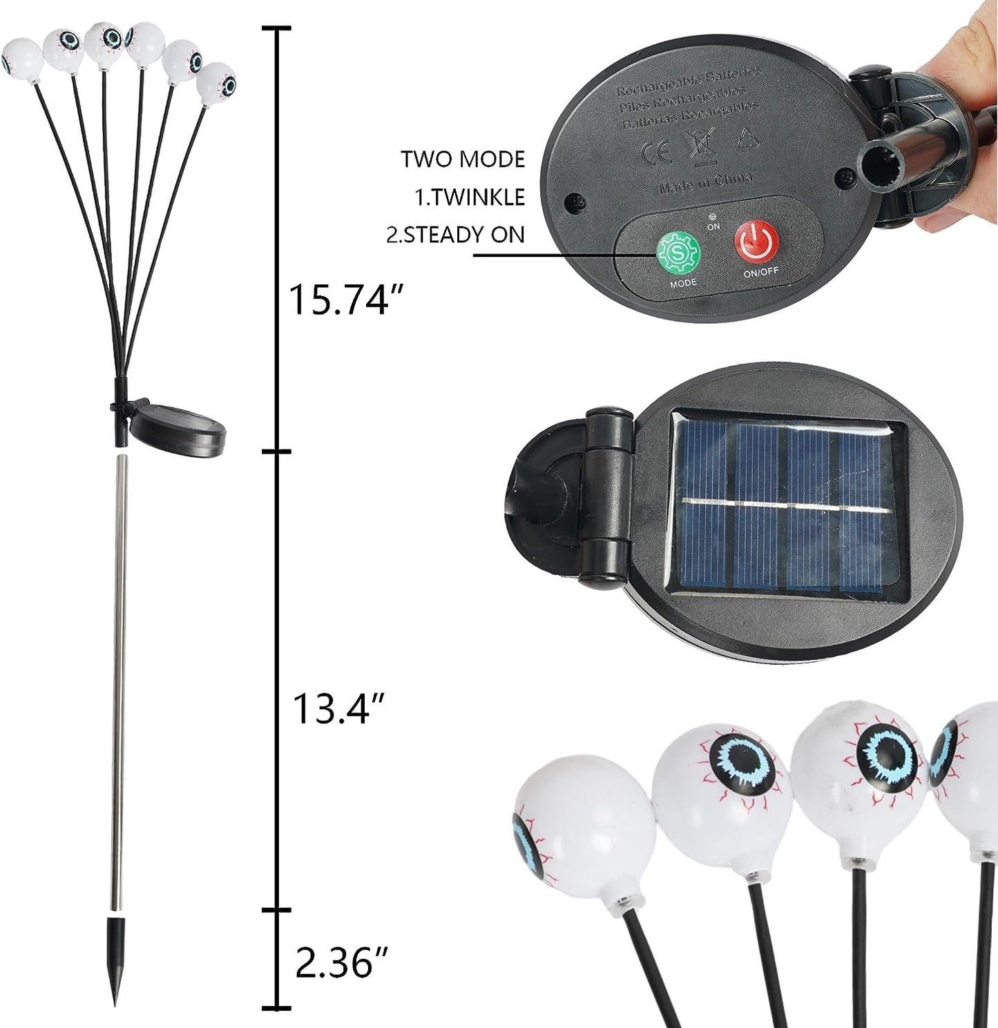 Solar Eyeball Swaying Firefly Lights - Halloween Decorations