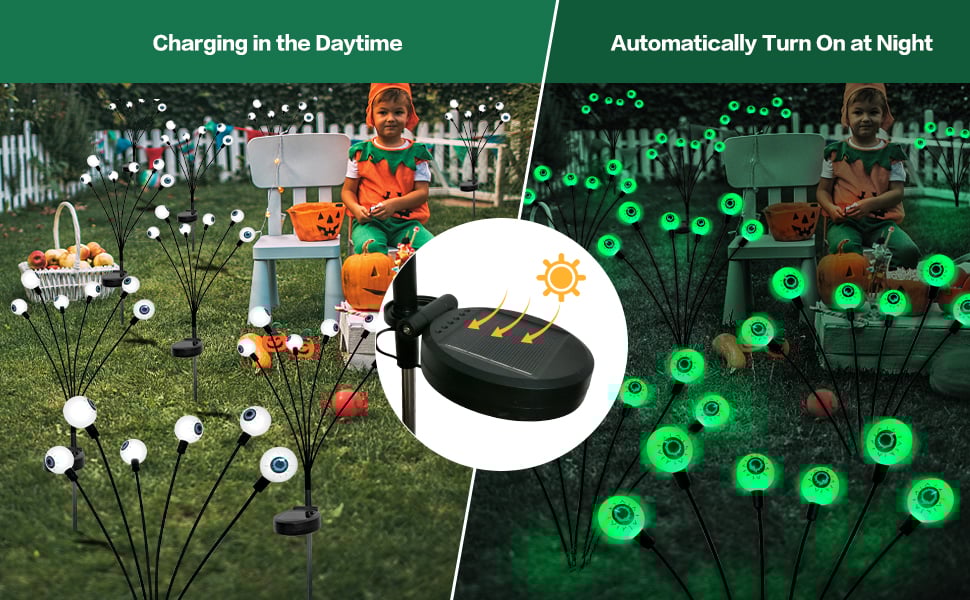 Solar Eyeball Swaying Firefly Lights - Halloween Decorations