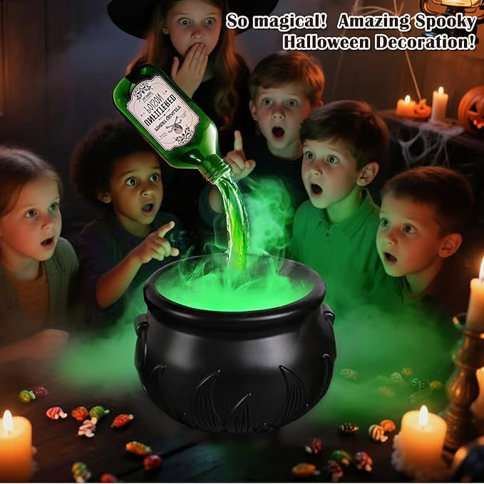 Cauldron With Magic Floating Potion Bottles & Diffuser - Halloween Decorations