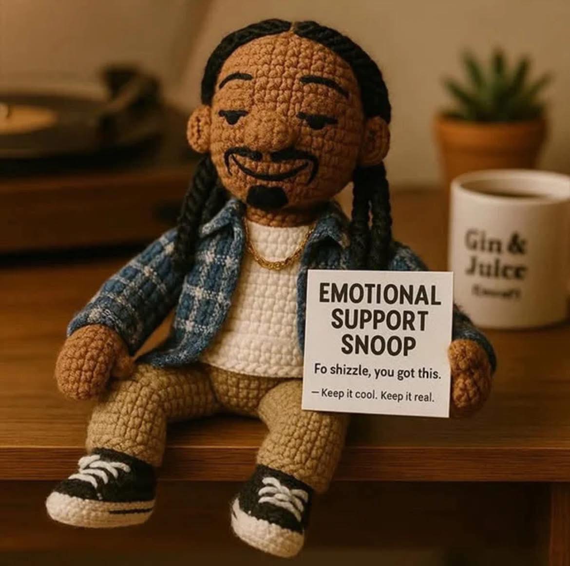 Snoop Dogg Crochet Doll, Emotional Support Amigurumi Plush, Funny