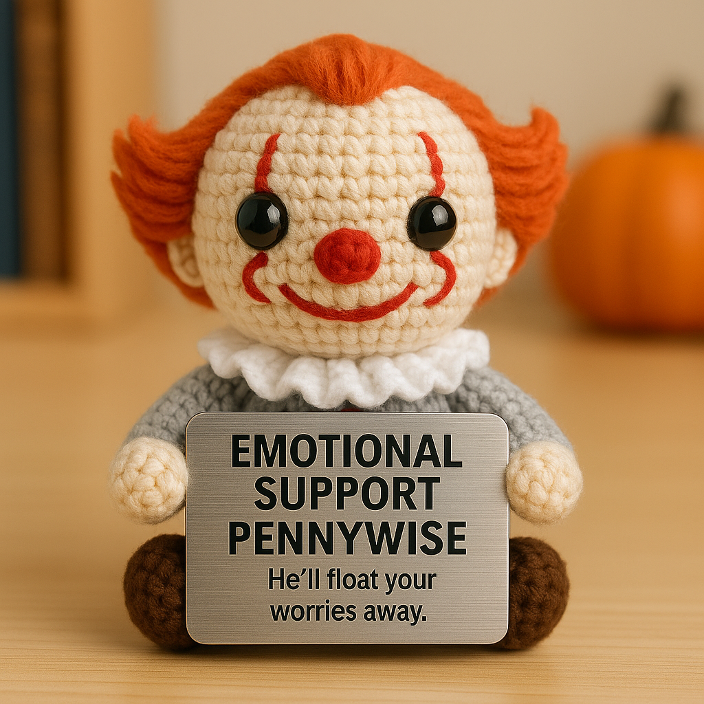 Emotional Support Horror Crochet Dolls – Mini Squad 4-Pack (Beetlejuice, Ghostface, Pennywise, Frankenstein)