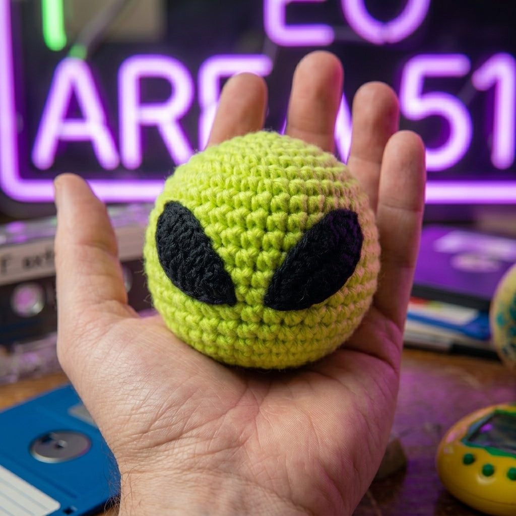Handmade Alien Hacky Sack - Premium Crochet Footbag for Freestyle & Desk Decor