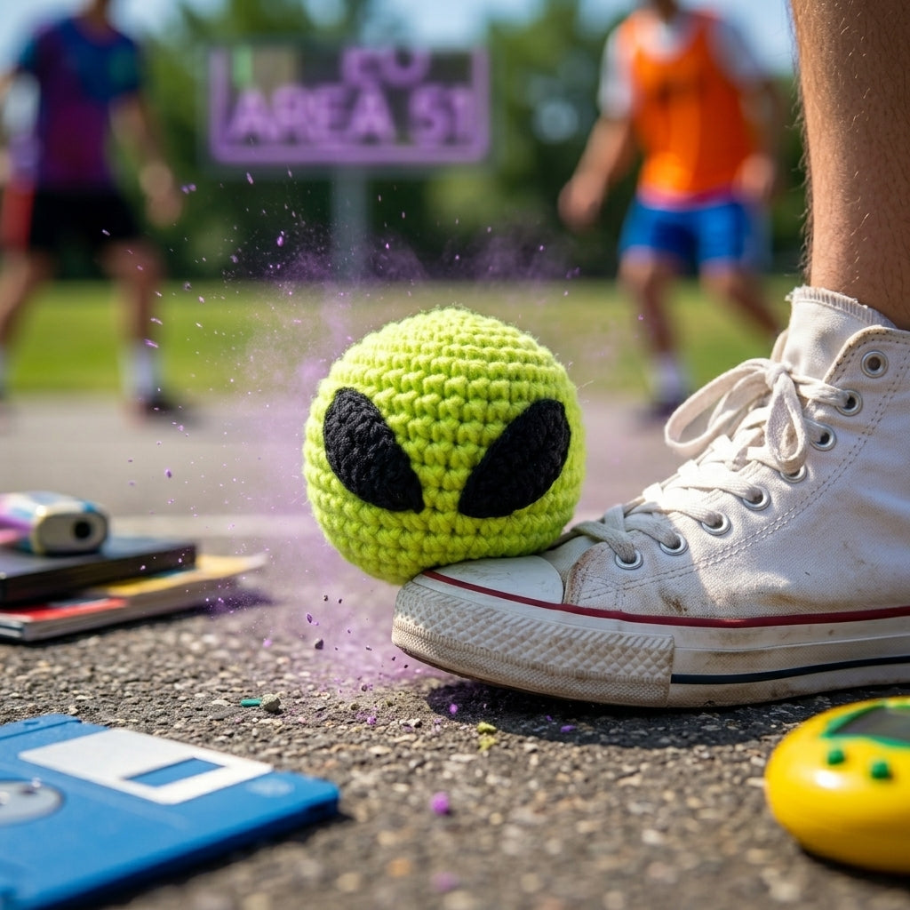 Handmade Alien Hacky Sack - Premium Crochet Footbag for Freestyle & Desk Decor