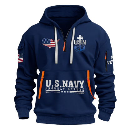 Navy Honor Courage Commitment Quarter Zip Hoodie