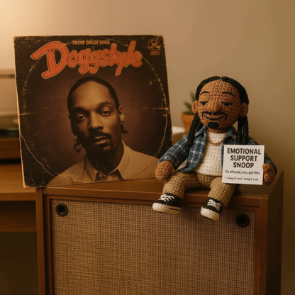 Emotional Support Snoop Dogg Crochet Doll, Funny Hip-Hop Amigurumi Plush Gift for Stress Relief & Home Decor
