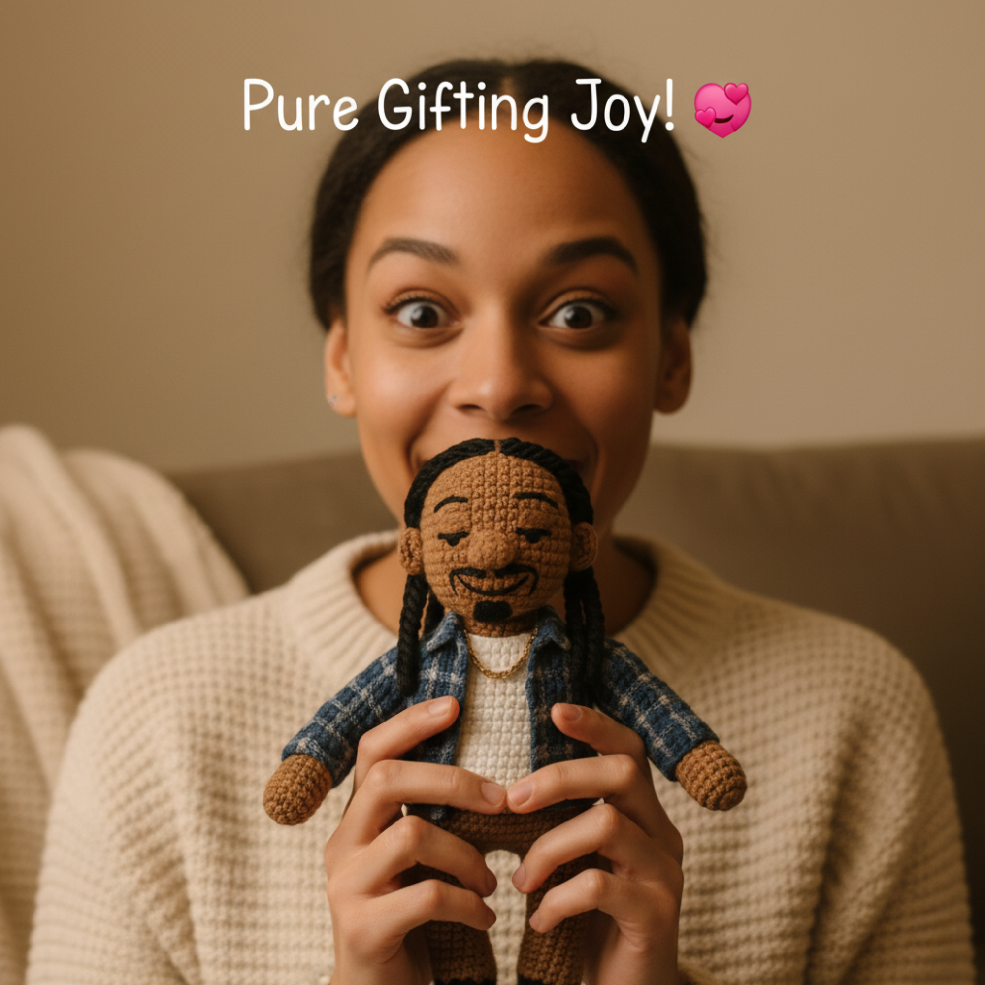 Emotional Support Snoop Dogg Crochet Doll, Funny Hip-Hop Amigurumi Plush Gift for Stress Relief & Home Decor