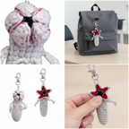 Crochet Demogorgon Fidget Keychain, Stranger Things Inspired Clicking Toy with Hidden Hair Clip