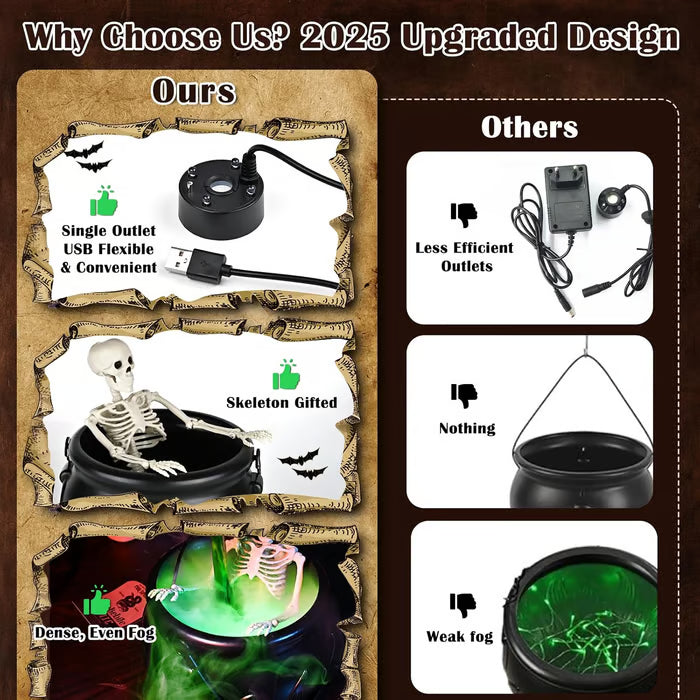 Cauldron With Magic Floating Potion Bottles & Diffuser - Halloween Decorations