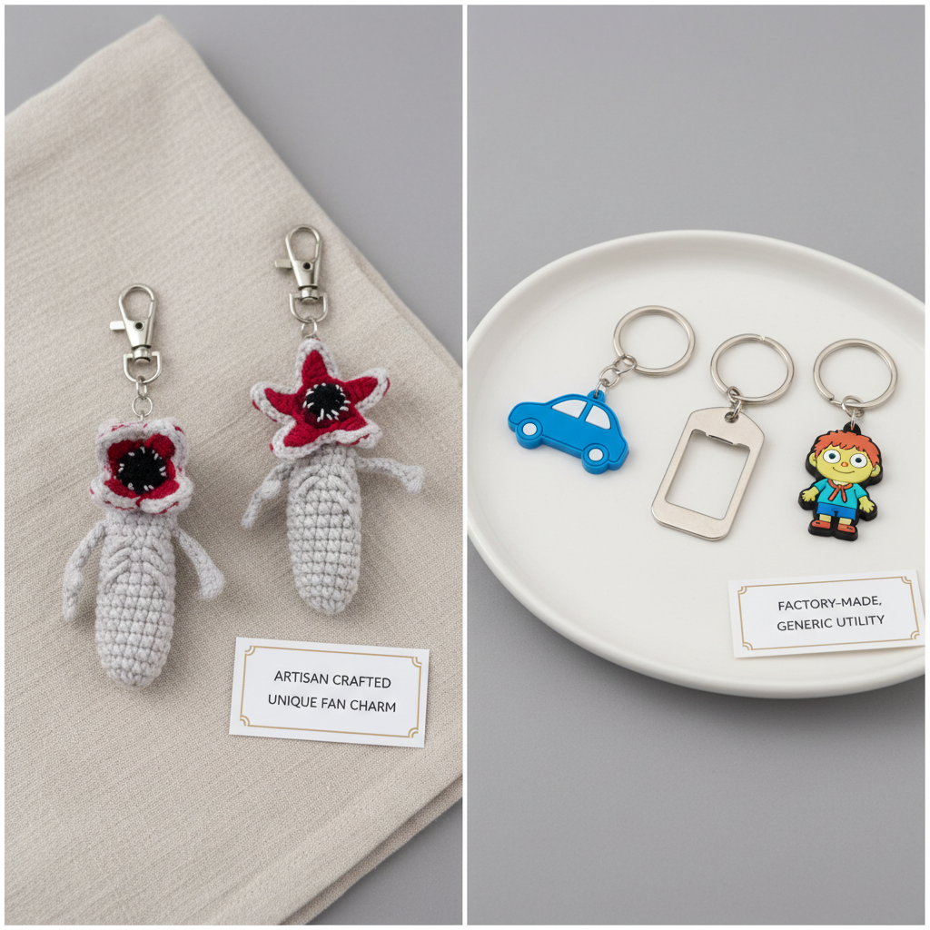 Crochet Demogorgon Fidget Keychain, Stranger Things Inspired Clicking Toy with Hidden Hair Clip