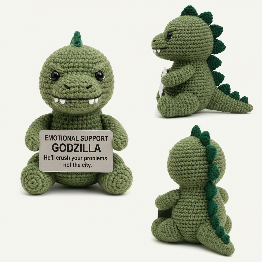 Emotional Support Godzilla Crochet Doll