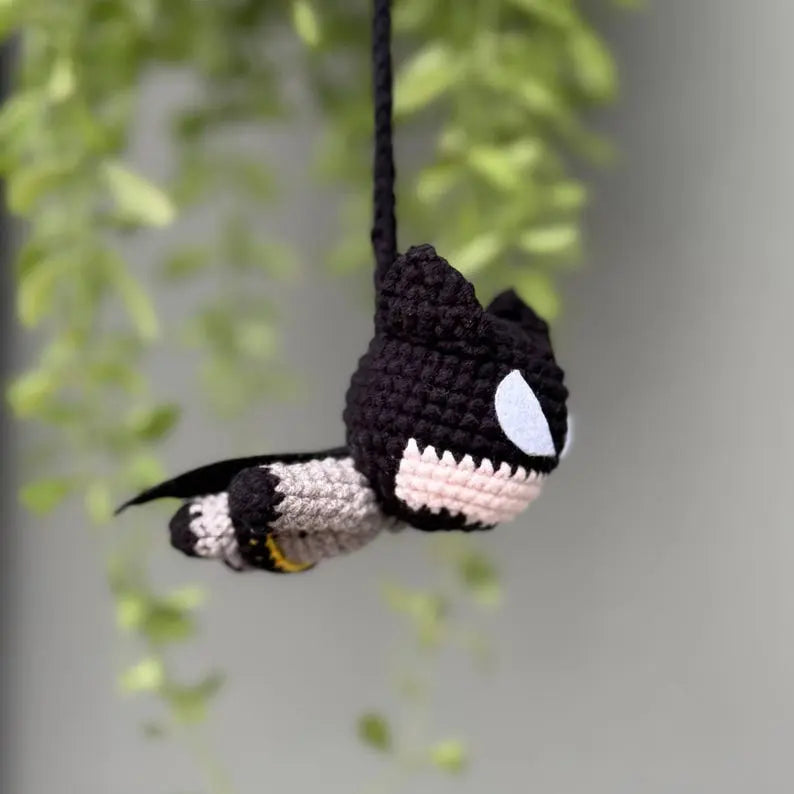 Batman Crochet Car Hanging – Handmade Amigurumi Superhero Mirror Charm