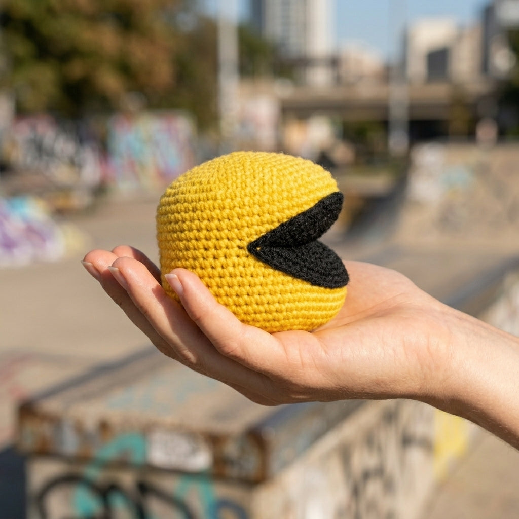 BURGID™ Pac-Man Crochet Footbag, Retro Arcade Inspired Hacky Sack