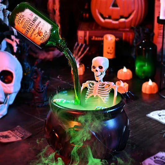 Cauldron With Magic Floating Potion Bottles & Diffuser - Halloween Decorations