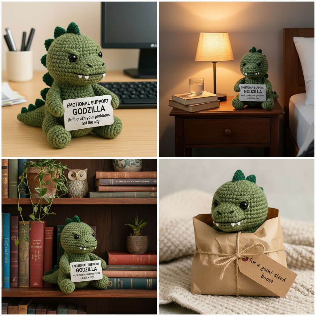 Emotional Support Godzilla Crochet Doll
