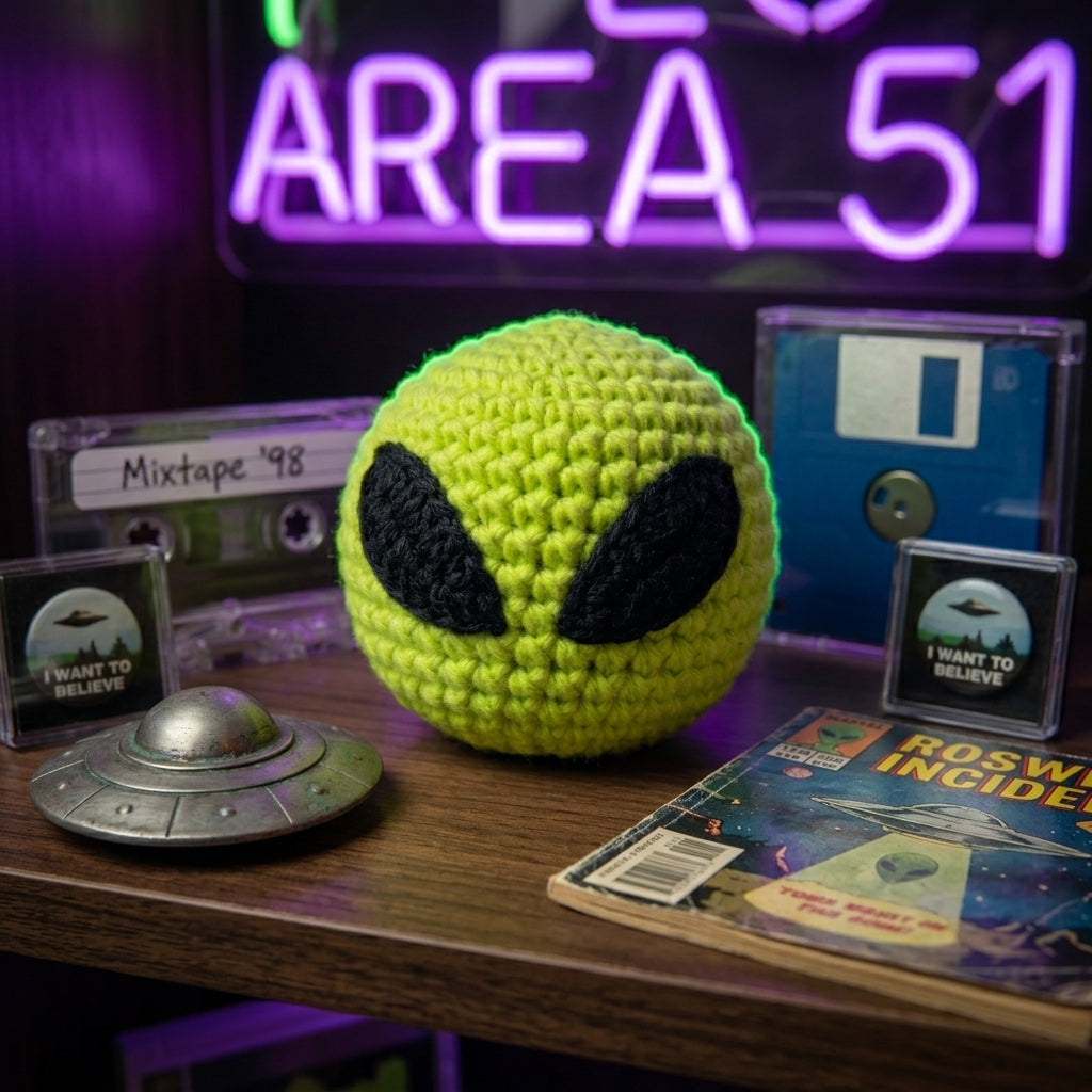 Handmade Alien Hacky Sack - Premium Crochet Footbag for Freestyle & Desk Decor