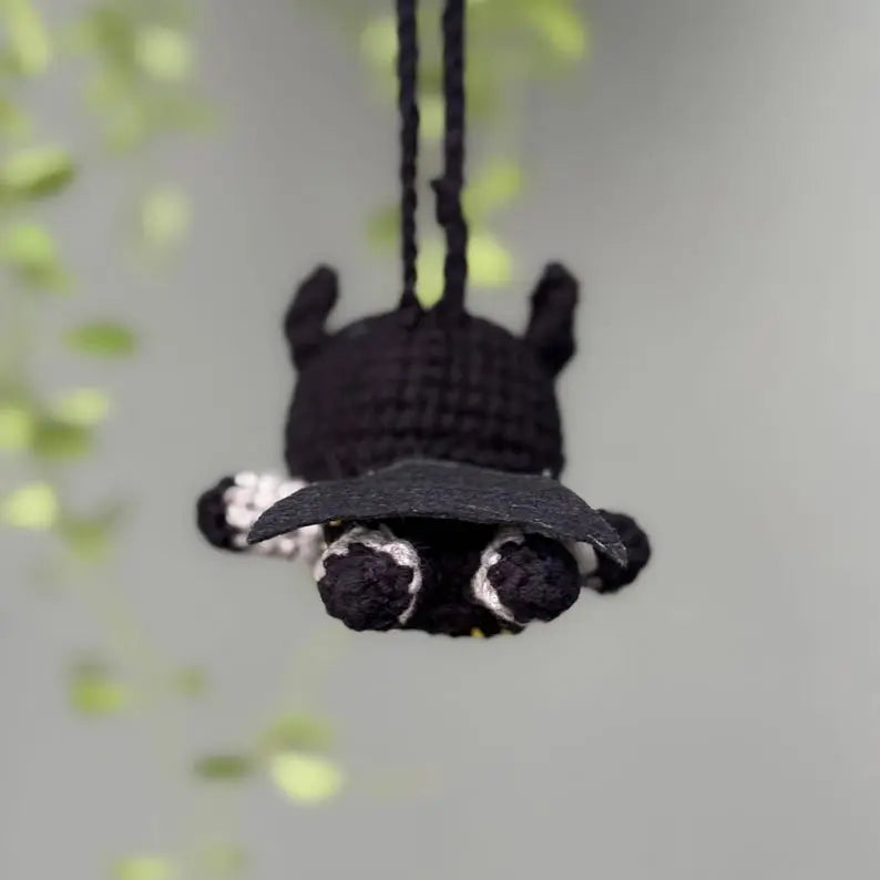 Batman Crochet Car Hanging – Handmade Amigurumi Superhero Mirror Charm
