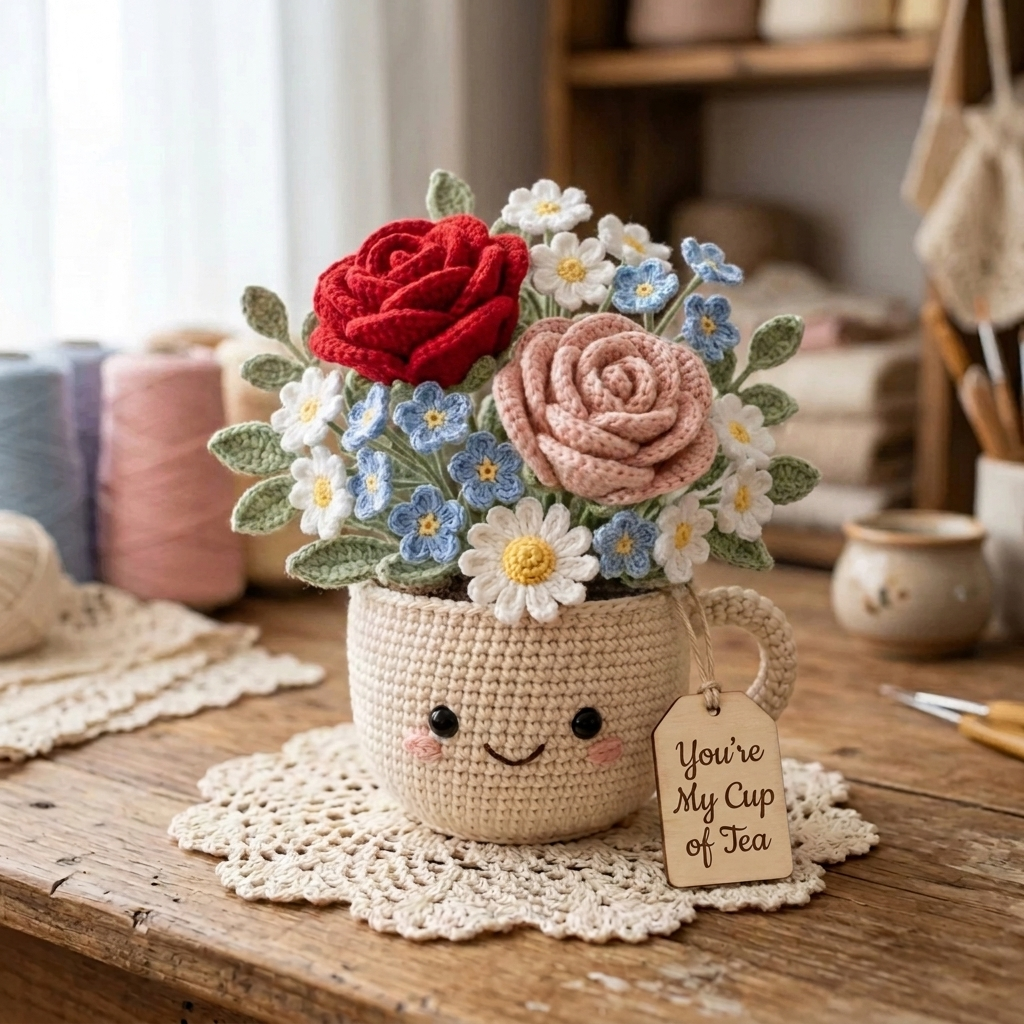 Smiley Mug Bouquet - Rose real product photo