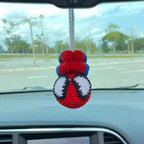 Spiderman Crochet Car Hanging Ornament, Handmade Amigurumi Car Charm
