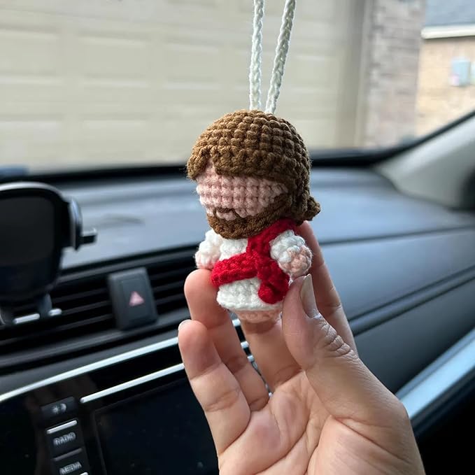 Jesus Crochet Car Hanger & Keychain Set