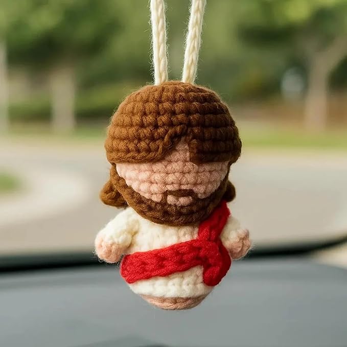 Jesus Crochet Car Hanger & Keychain Set