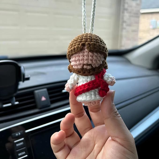 Jesus Crochet Car Hanger & Keychain Set