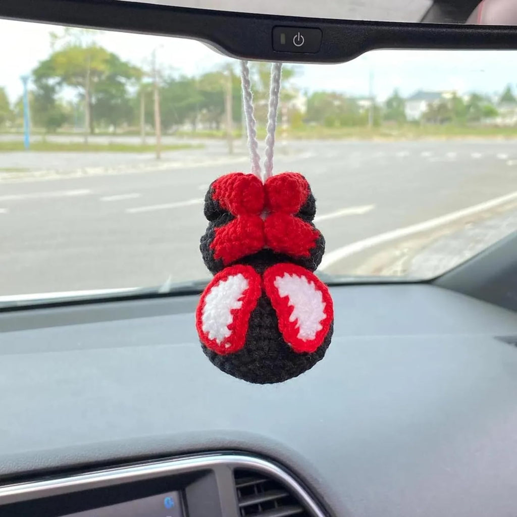 Spiderman Crochet Car Hanging Ornament, Handmade Amigurumi Car Charm