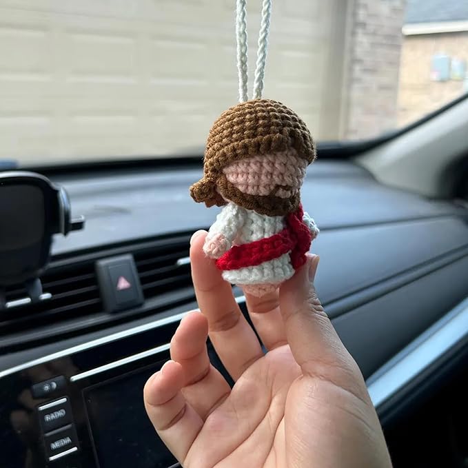 Jesus Crochet Car Hanger & Keychain Set