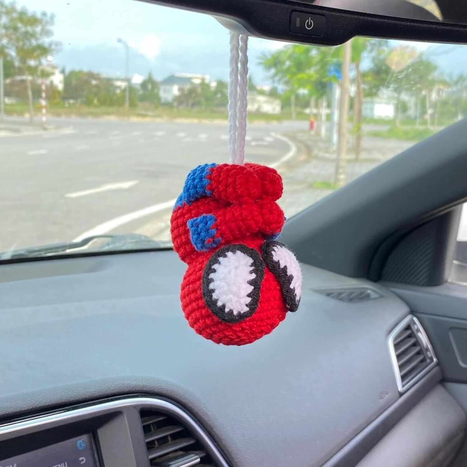 Spiderman Crochet Car Hanging Ornament, Handmade Amigurumi Car Charm