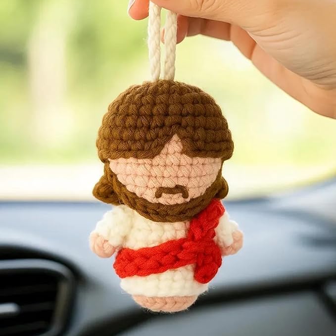 Jesus Crochet Car Hanger & Keychain Set