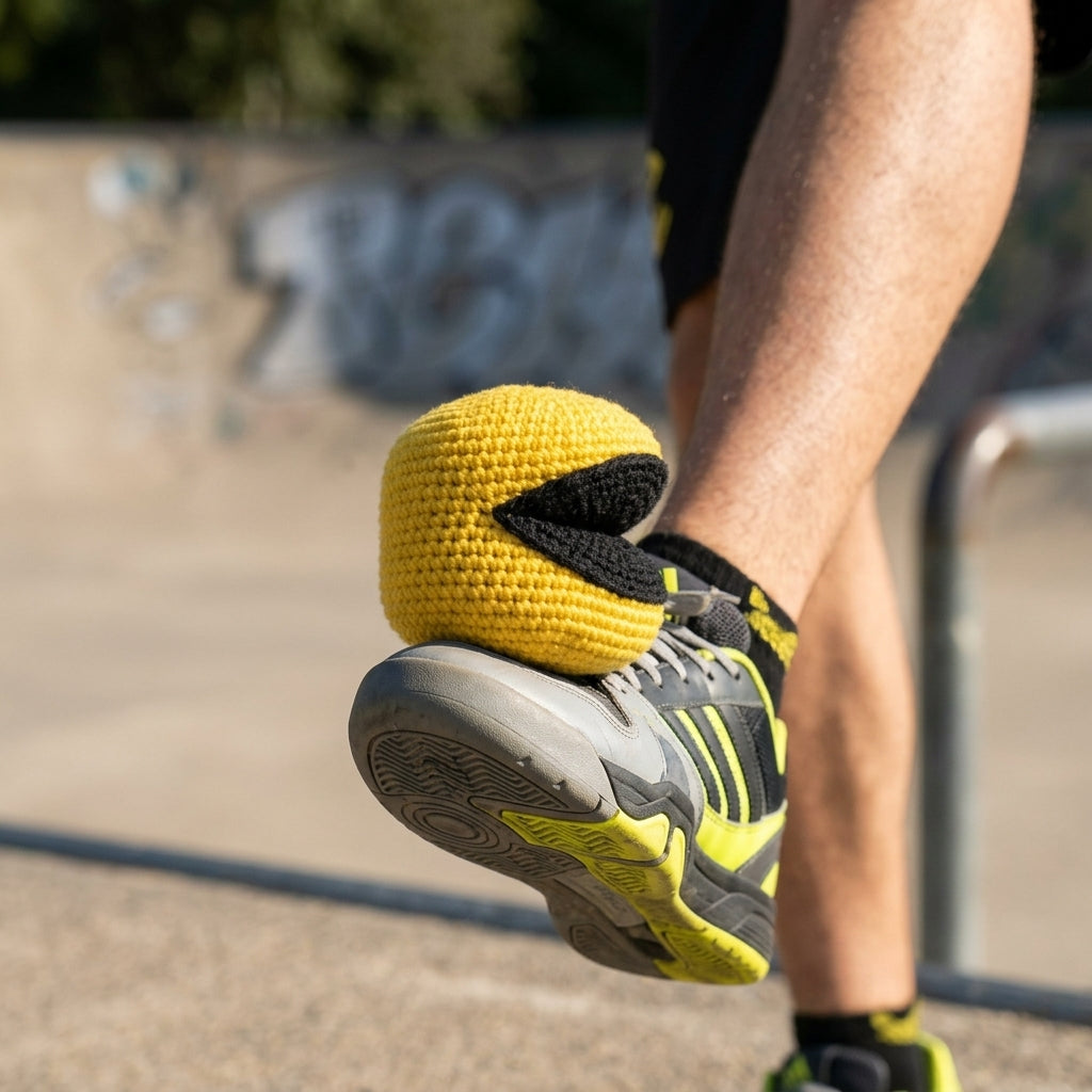 BURGID™ Pac-Man Crochet Footbag, Retro Arcade Inspired Hacky Sack
