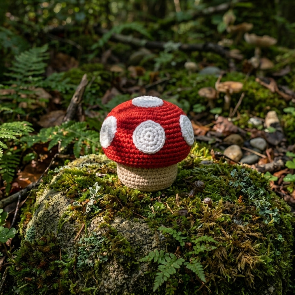 BURGID™ Mario Mushroom Crochet Footbag, Retro Gaming Inspired Hacky Sack