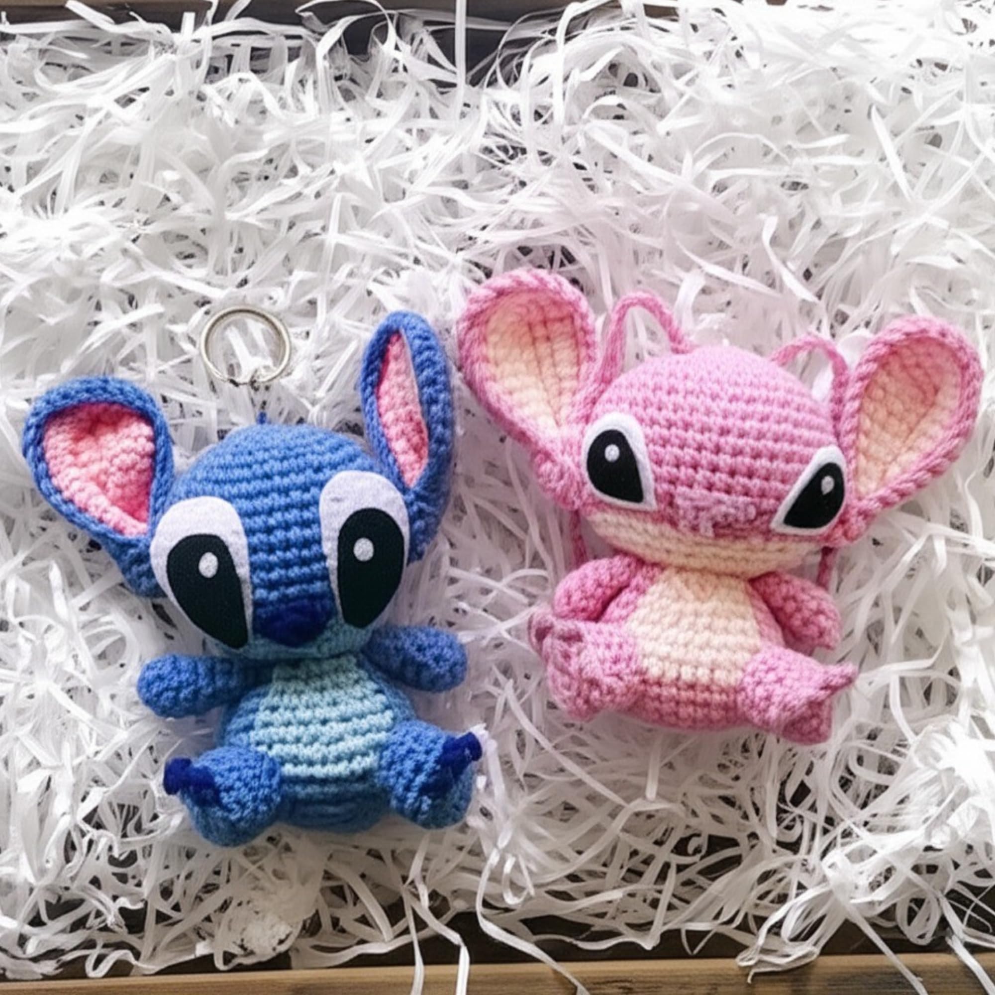 Stitch & Angel Crochet Keychain Set