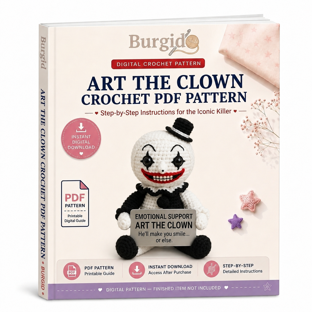 Art the Clown Crochet Pattern, Emotional Support Amigurumi PDF Pattern
