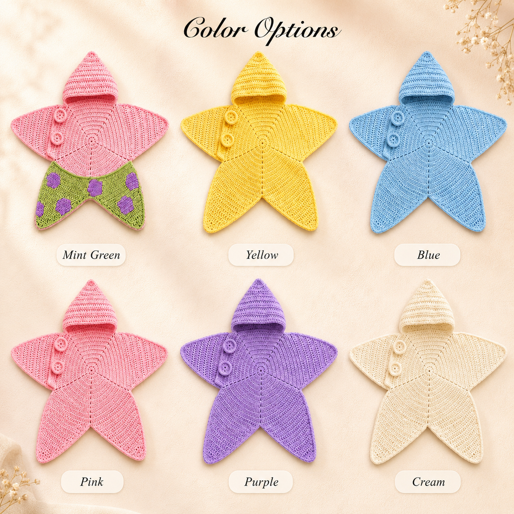 Crochet star baby outfit handmade detail
