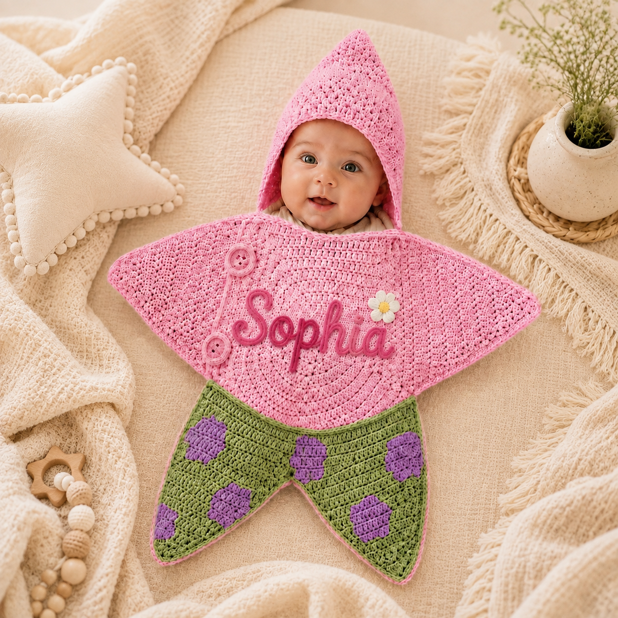 Crochet star baby outfit handmade newborn gift