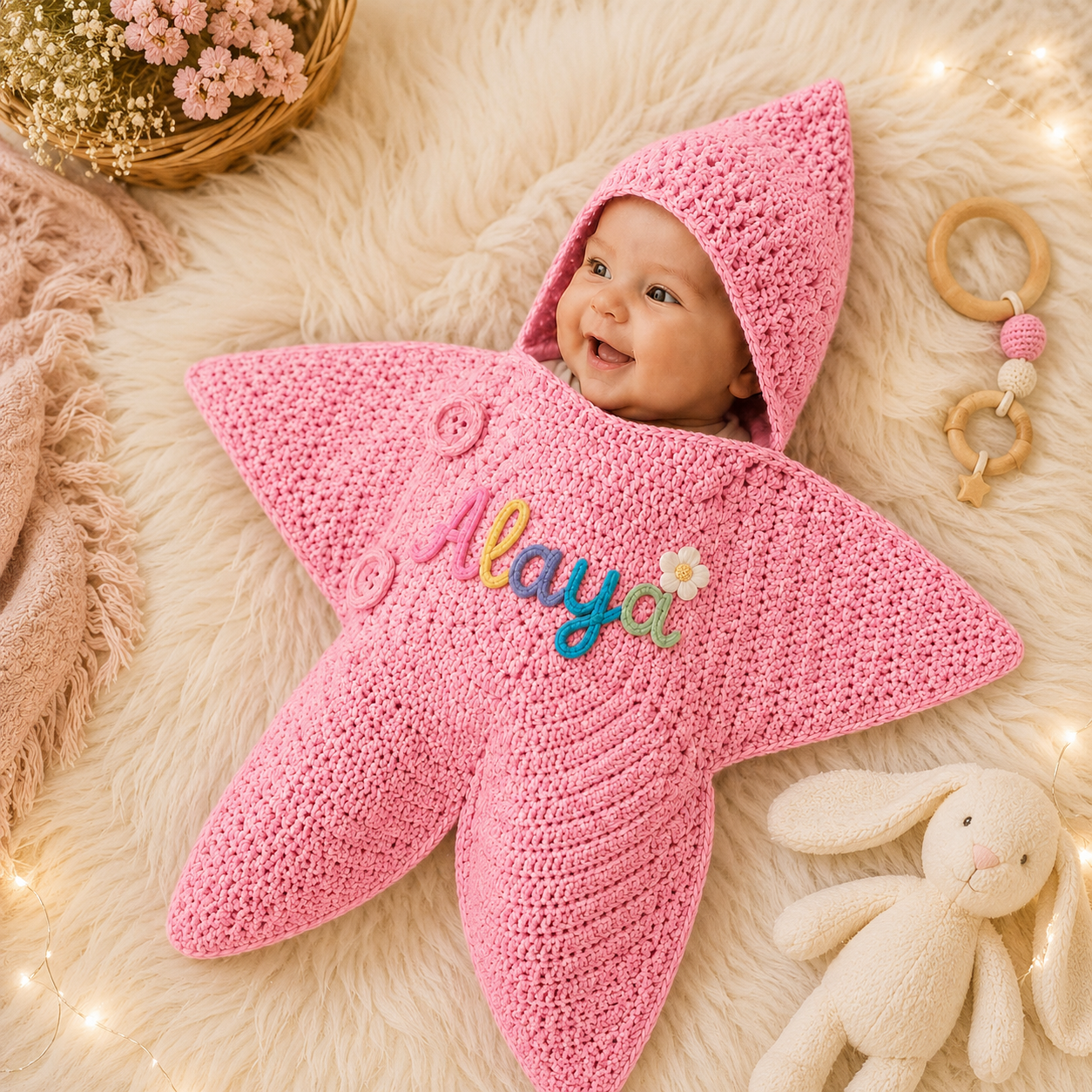 Crochet star baby outfit size chart