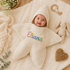 Crochet star baby outfit gift packaging