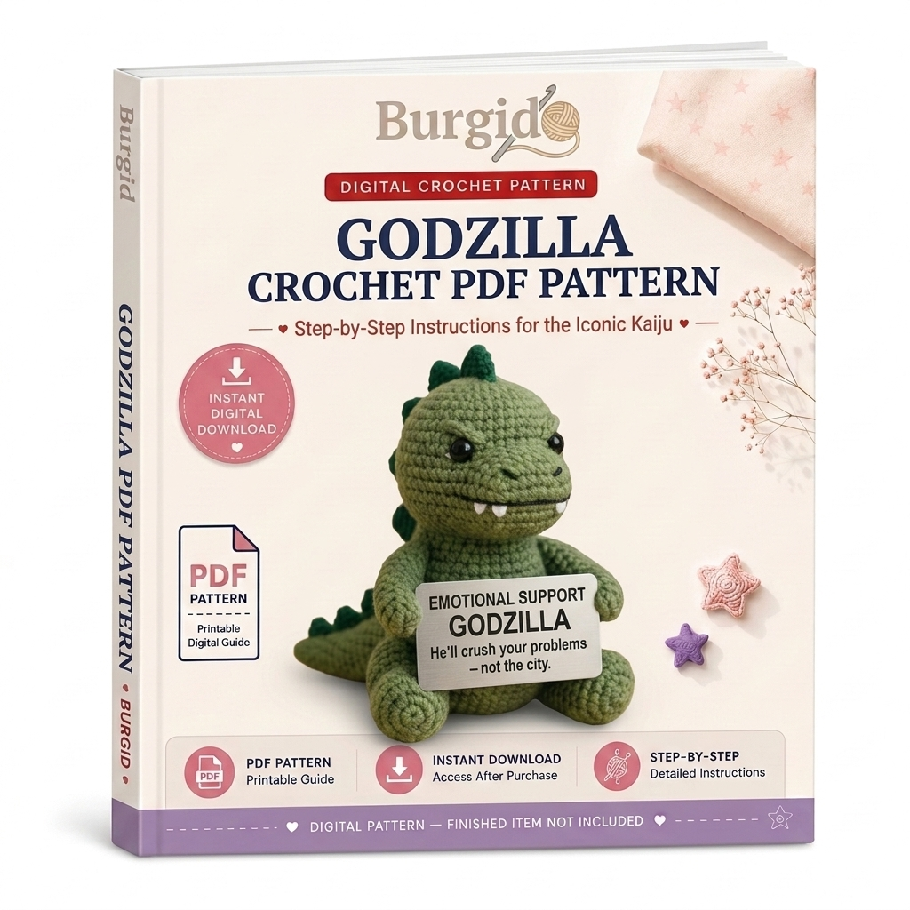 Godzilla Crochet Pattern, Emotional Support Amigurumi PDF Pattern