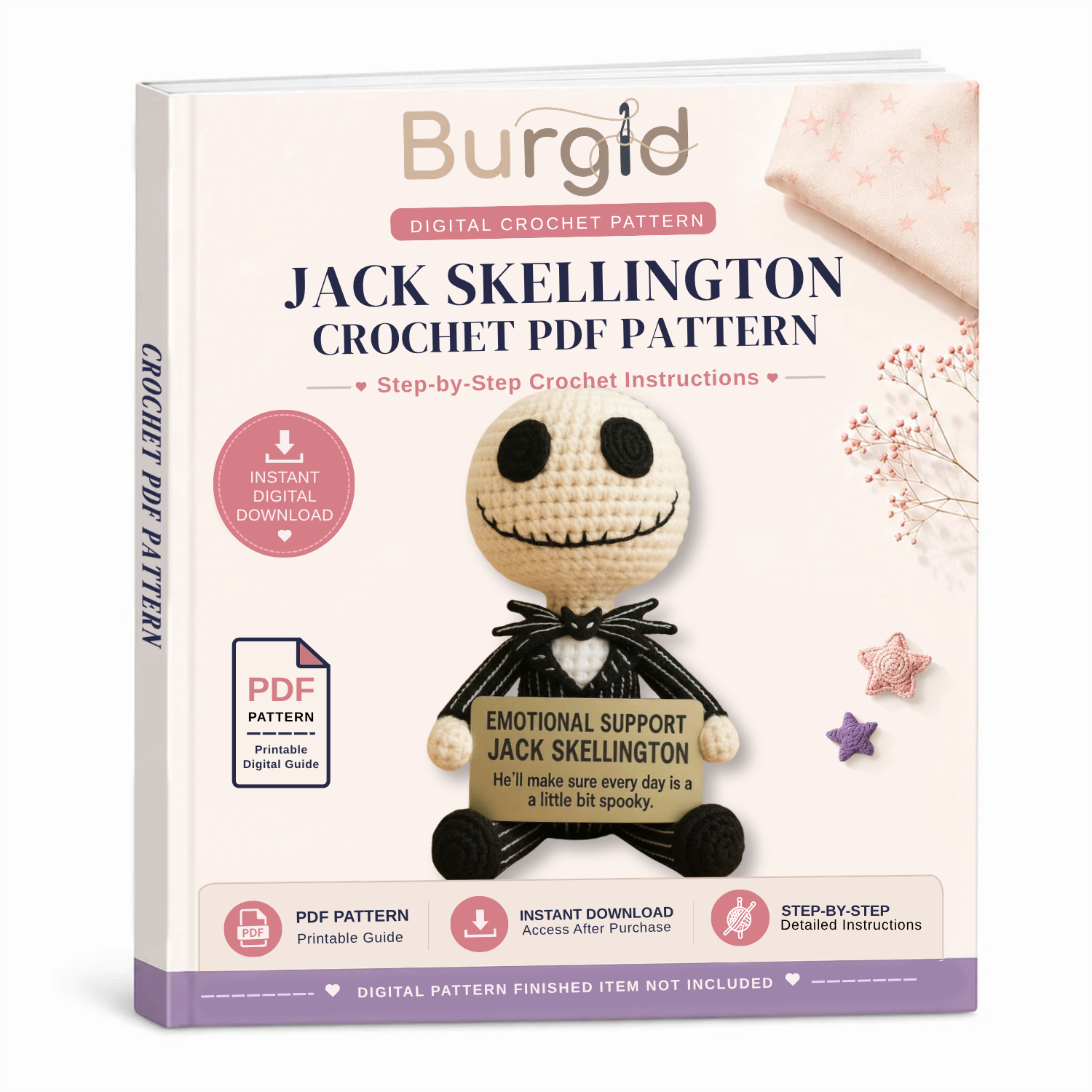 Jack Skellington Crochet Pattern, Emotional Support Doll Amigurumi PDF Pattern