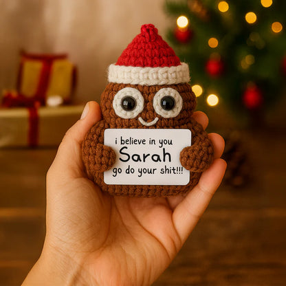 Funny Crochet Poop Ornament – Personalized Christmas Tree Decoration with Custom Message