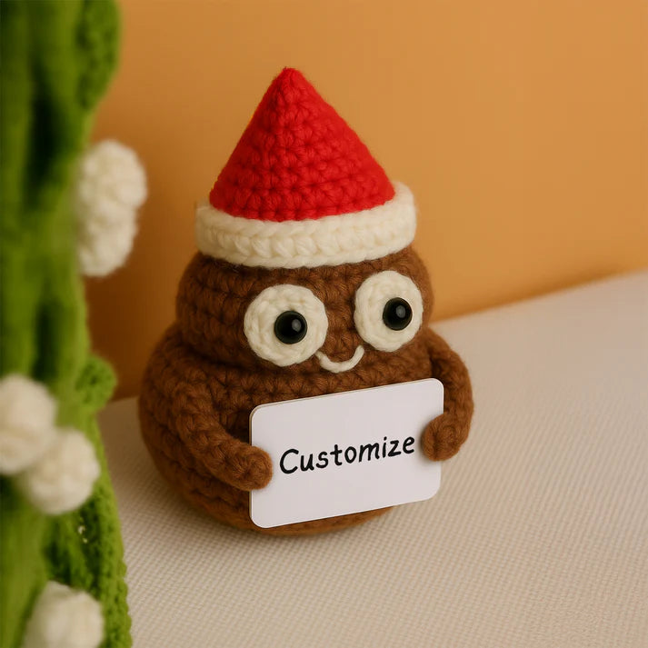 Funny Crochet Poopmas Ornament, Personalized Christmas Tree Decoration with Custom Message