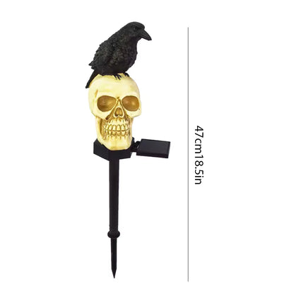 Crow Skull Head Solar Light For Garden Ground Courtyard Outdoor Waterproof Resin Pumpkin Lamp Lantern Halloween Decoration Lamp